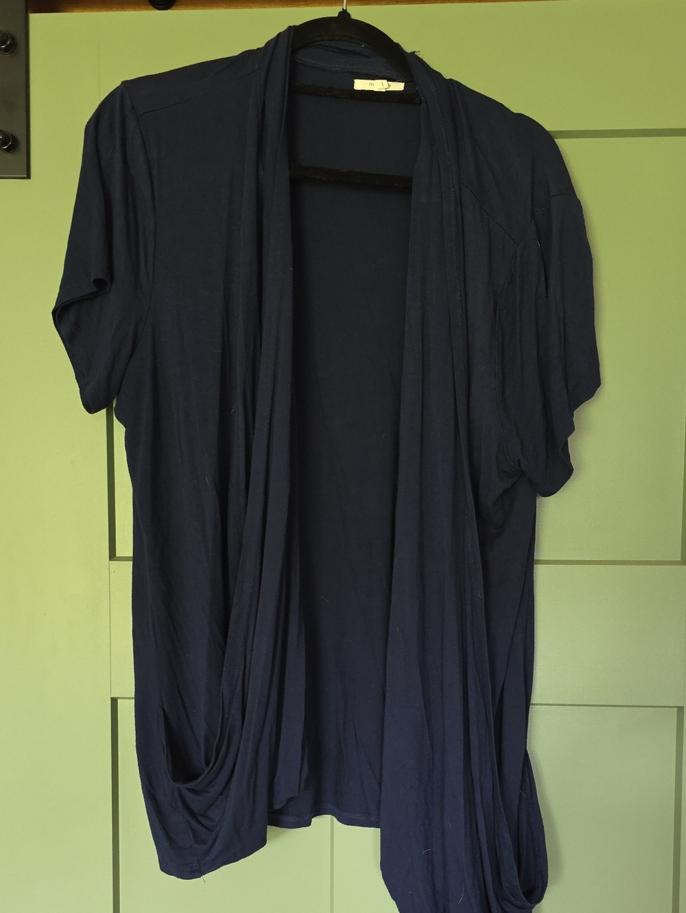 Maurices Navy Open-Front Draped Short-Sleeve Cardigan